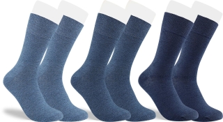 RS. Harmony Socken ohne Gummibund für Herren, aus Baumwolle, 3 Paar, Farbe jeanstöne, 43-46