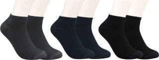 Sneaker-Socken | Bambus Super Weich Atmungsaktiv | 3 Paar | schwarz, anthrazit,marine | 43-46