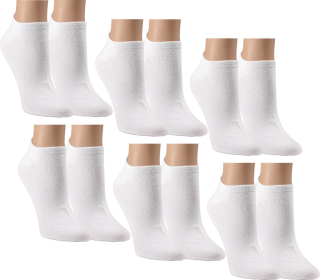 Sneaker-Socken | Bambus Super Weich Atmungsaktiv | 6 Paar | weiß | 39-42