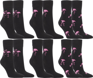 Socken | Motiv Flamingo | 6 Paar | schwarz | 35-38
