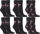 Socken | Motiv Flamingo | 6 Paar | schwarz | 39-42