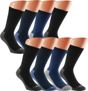 RS. Harmony | Outdoor-Funktionsstrumpf aus Baumwolle | Socken mit Wellness Frottee-Sohle | für Damen und Herren 32969 (83115) | 8 Paar | Farbe grau - schwarz, marine, jeans | Größe 39-42