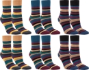RS. Harmony Design-Socken Bambus mit bunte Ringel-Streifen Motiv für Damen, Komfortbund und sehr flache Zehen-Naht 12004 (81105) | 6 Paar | schwarz, natur, blau - farbige stripes | 35-38