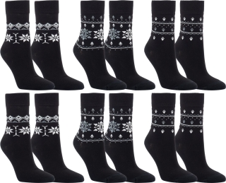 RS. Harmony Design-Socken Bambus mit Motive für Damen, Komfortbund und sehr flache Zehen-Naht, superweich auf der Haut 11967 (81113) | 6 Paar | schwarz Norweger-Muster | 35-38