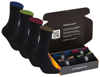 gigando  | black meets bordeaux Baumwoll-Socken  | 4 Paar  | schwarz-blau, -bordeaux, -braun, -grün  | 35-38  |