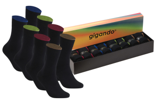 gigando  | black meets bordeaux Baumwoll-Socken  | 8 Paar  | je 2x schwarz-blau, -bordeaux, -braun, -grün  | 35-38  |