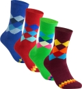 gigando  | karo Baumwoll-Socken  | 4 Paar  | grün, blau, rot, bordeaux  | 35-38  |