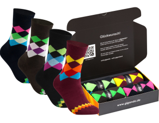 gigando  | karo Baumwoll-Socken  | 4 Paar  | schwarz, navy, braun, bordeaux  | 39-42  |