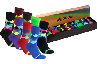 gigando  | karo Baumwoll-Socken  | 8 Paar  | rot, schwarz, lila, blau, navy, braun, bordeaux, grün  | 39-42  |
