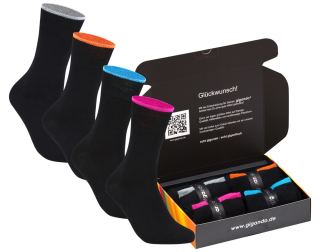 gigando  | Edge Bambus-Socken für Damen und Herren  | 4 Paar  | je 1x Farbring rosa, blau, orange, silber  | 35-38  |