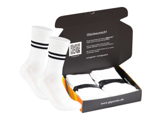 gigando  | Sports Baumwoll-Socken für Damen und Herren  | 2 Paar  | 2x weiß  | 43-46  |