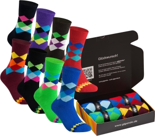 gigando Premium | Baumwoll-Socken "Karo" für Sie & Ihn