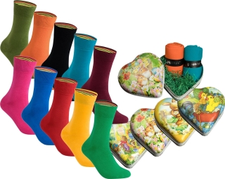 gigando Premium | Socken "Colorful" in buntem Herz zu Ostern | Geschenkbox