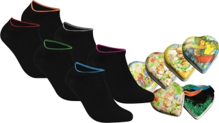 gigando Premium | Sneaker-Socken &quot;Bambus&quot; in buntem Herz zu Ostern | Geschenkbox
