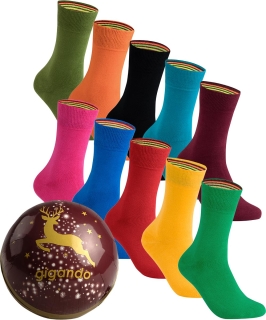 gigando Premium | Socken &quot;Colorful&quot; in Christbaumkugel | Geschenkbox