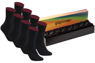 gigando  | black meets bordeaux Baumwoll-Socken  | 8 Paar  | schwarz-bordeaux  | 39-42  |