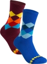 gigando  | Karo Baumwoll Socken in Christbaumkugel | 2 Paar | bordeaux, blau | 43-46 |