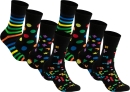 gigando | Fantasy Baumwoll Socken | 8 Paar | schwarz mit bunten Symbolen | 39-42 |