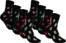gigando | Früchte - Socken | 8 Paar | schwarz mit Früchten | 43-46 |