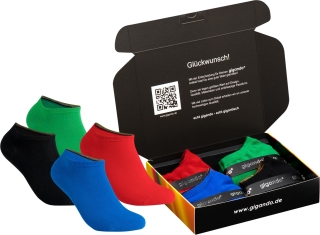 gigando | colorful Baumwoll-Sneaker-Socken | 4 Paar | rot, grün, blau, schwarz | 39-42